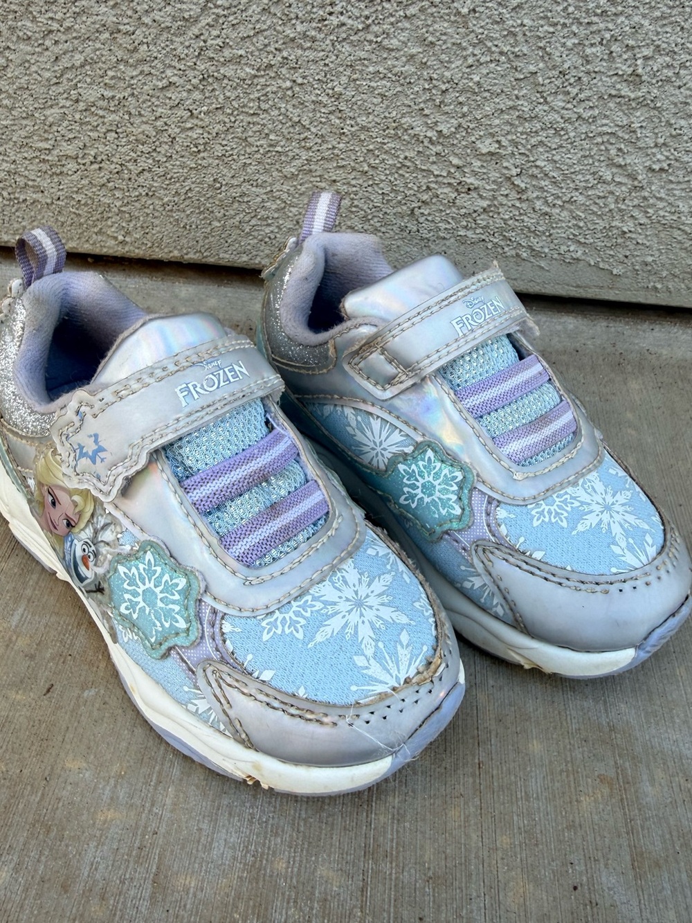 Disney Frozen Light Blue and Purple Snowflake Kids Sneakers
